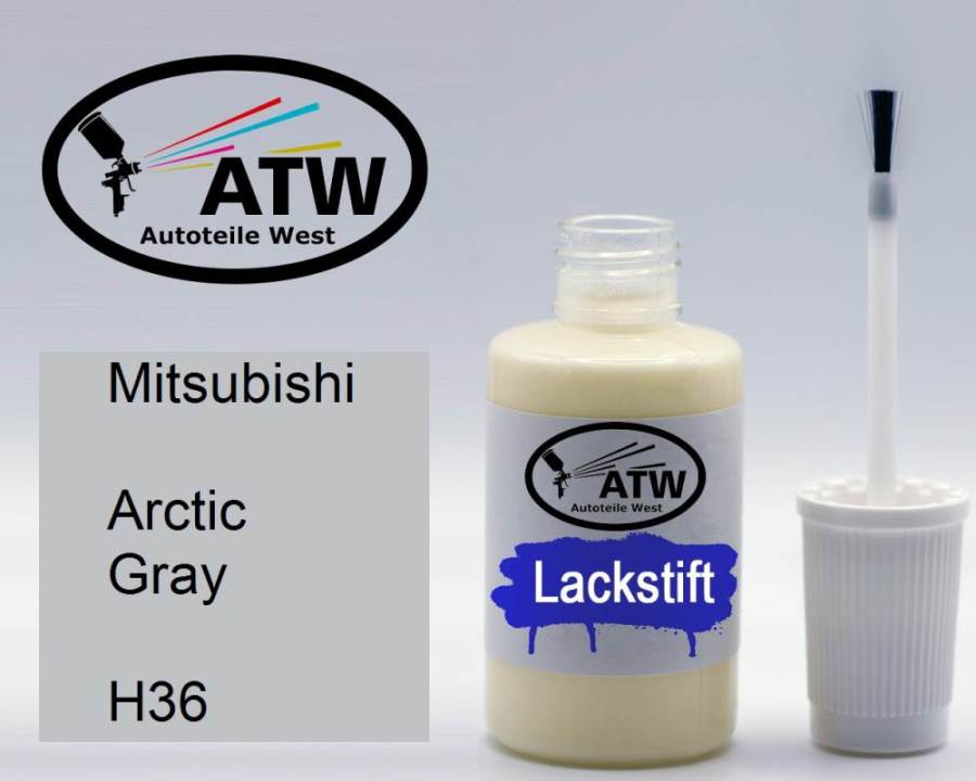 Mitsubishi, Arctic Gray, H36: 20ml Lackstift, von ATW Autoteile West.